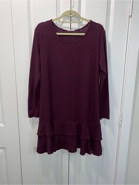 Promesa Long Sleeve Ruffle Hem Tunic - Plum